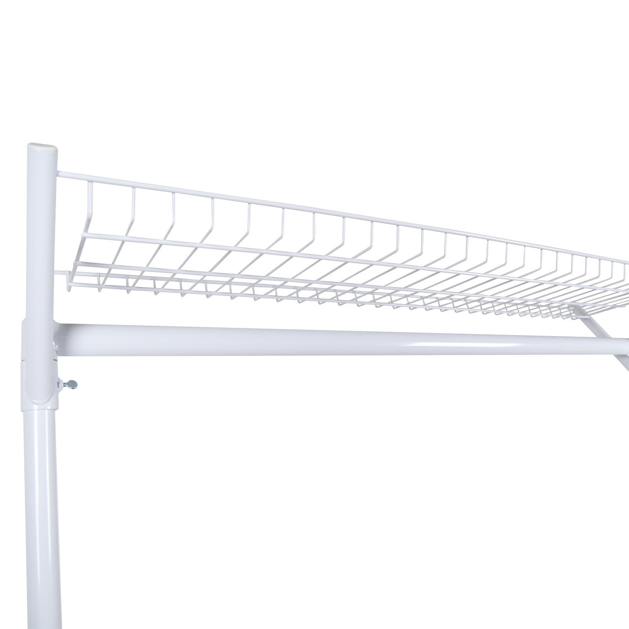 Gloss White 4ft Heavy-Duty Clothes Rail With Top and Bottom Shelf