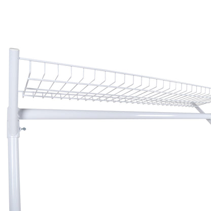 Gloss White 4ft Heavy-Duty Clothes Rail With Top and Bottom Shelf