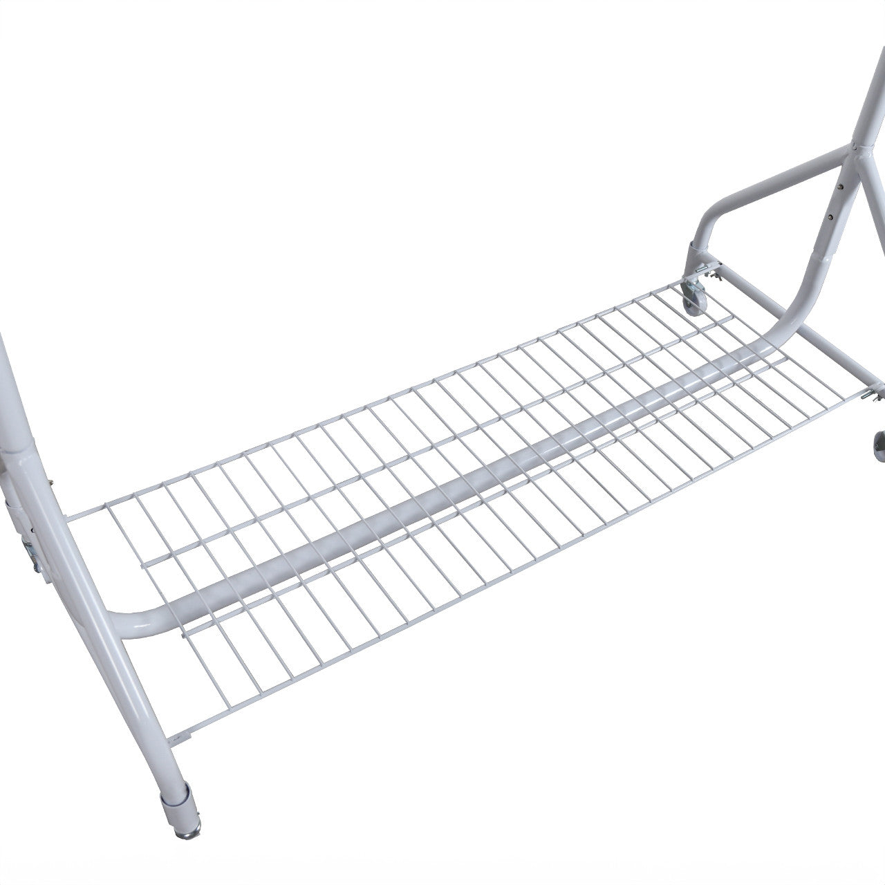 Gloss White 4ft Heavy-Duty Clothes Rail With Top and Bottom Shelf