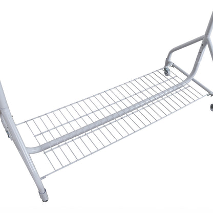 Gloss White 4ft Heavy-Duty Clothes Rail With Top and Bottom Shelf