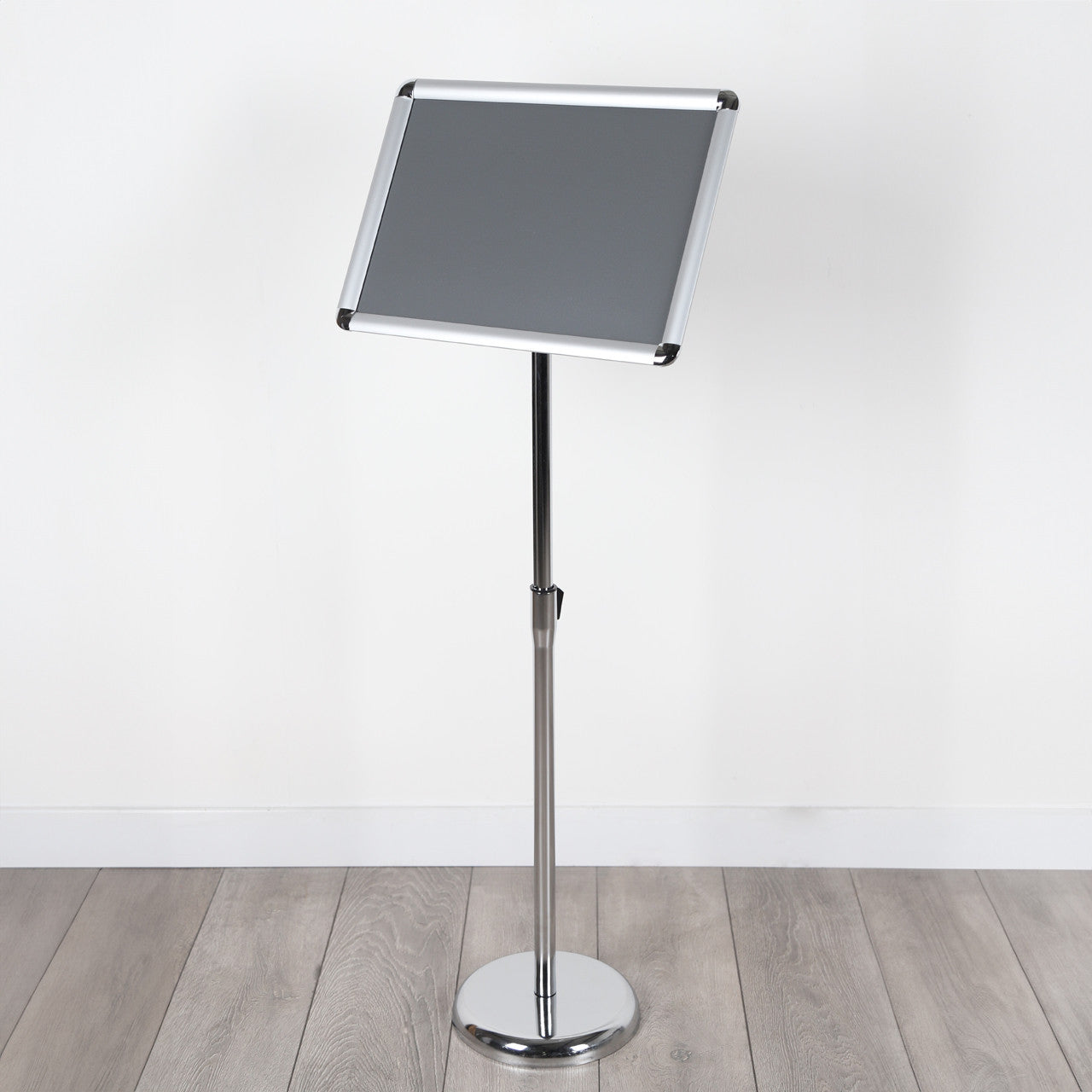 A4/A3 Silver Adjustable Floor-Standing Snap Frame Sign Holder - Max height 1200mm - Portrait or landscape