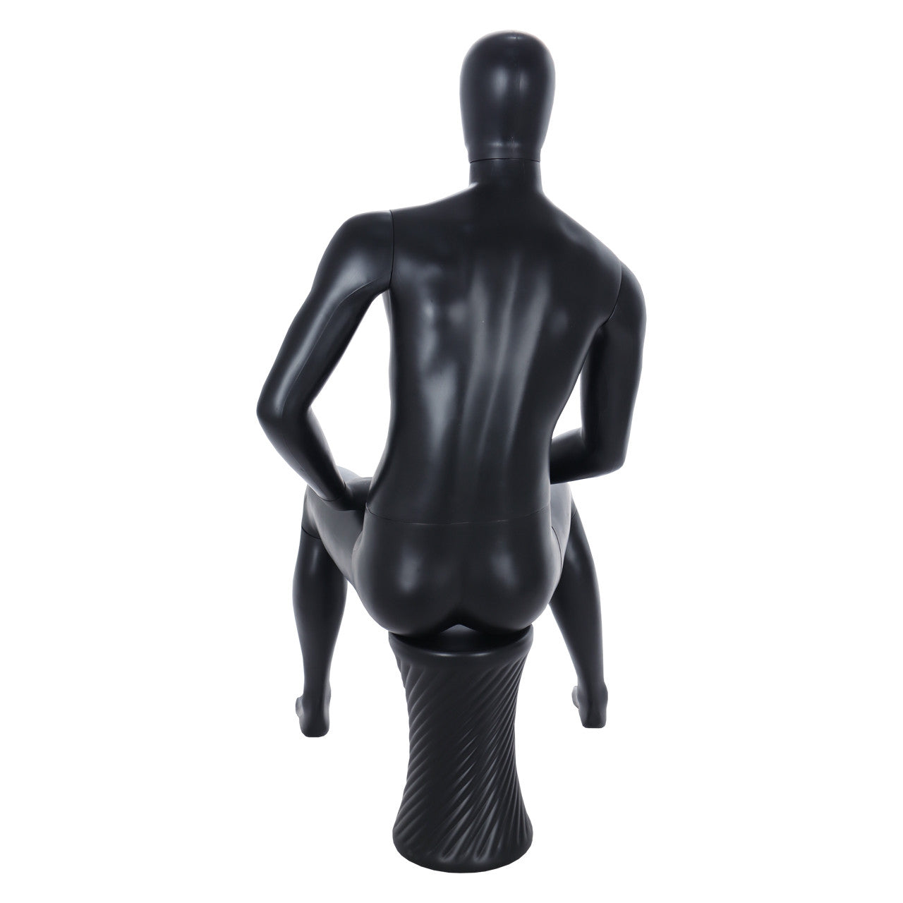 Spring Faceless Seated Mannequin - Male - Matt Black