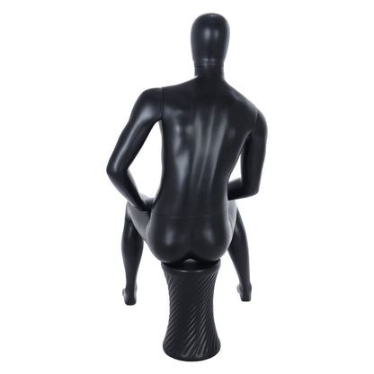 Spring Faceless Seated Mannequin - Male - Matt Black