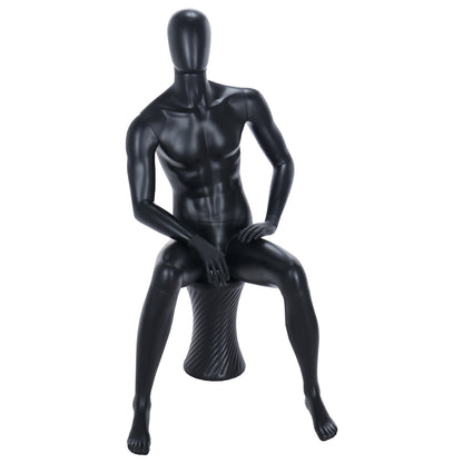 Spring Faceless Seated Mannequin - Male - Matt Black