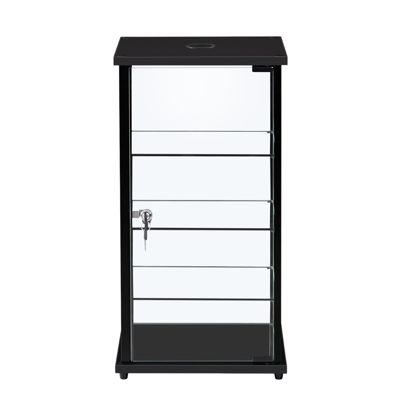 Black Countertop Showcase Display Cabinet with 3 Glass Shelves and Light