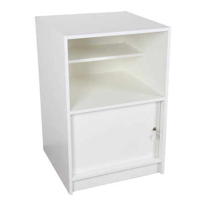 Solido White Till Unit with Lockable Cupboard and Shelf