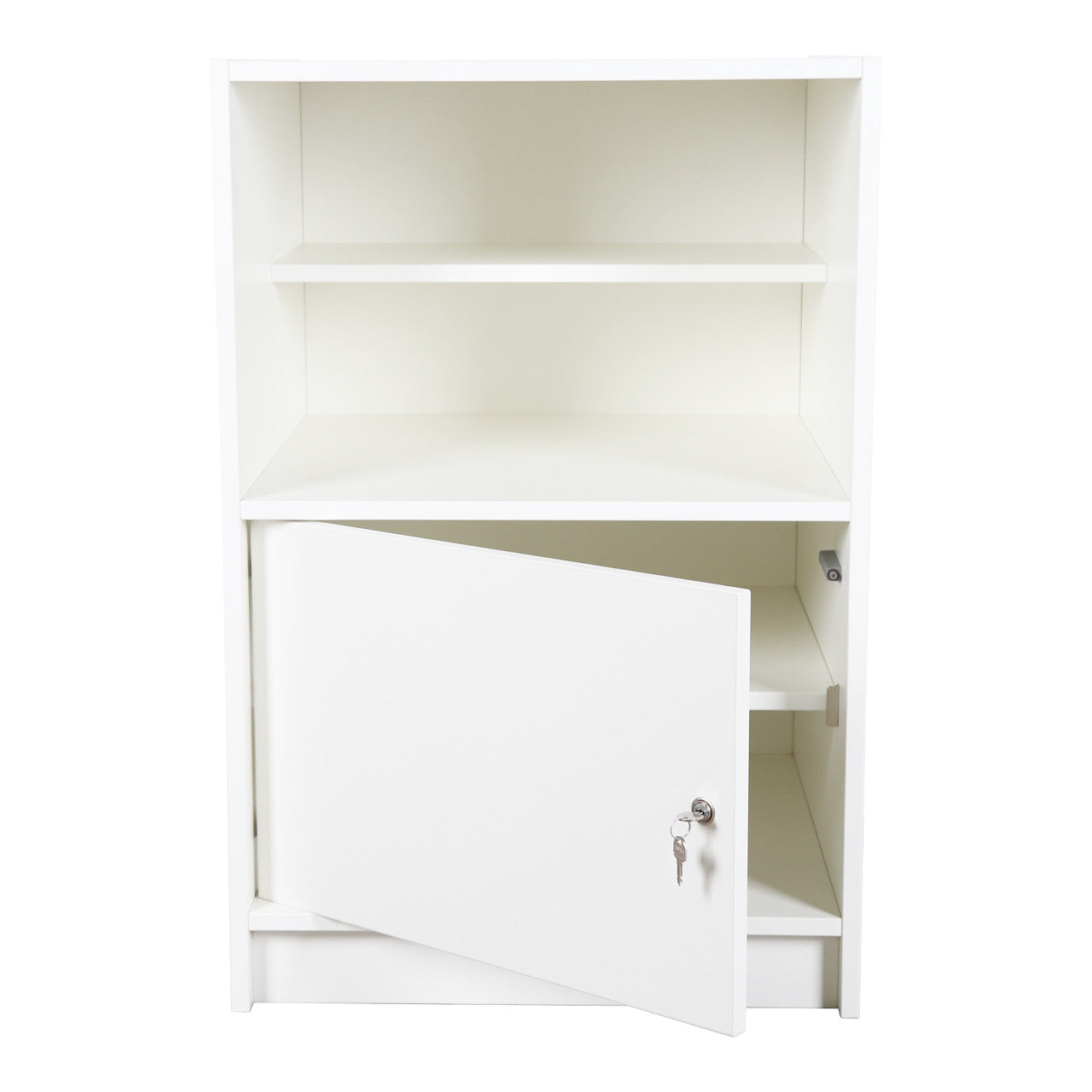 Solido White Till Unit with Lockable Cupboard and Shelf