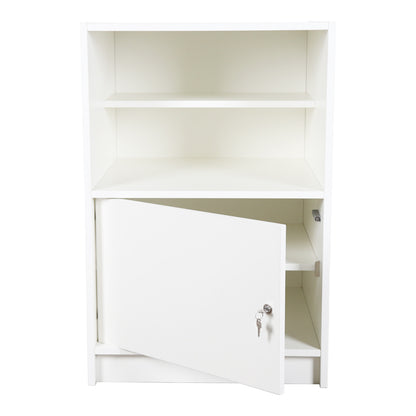 Solido White Till Unit with Lockable Cupboard and Shelf