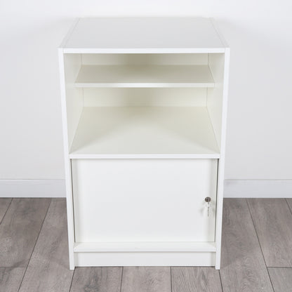Solido White Till Unit with Lockable Cupboard and Shelf