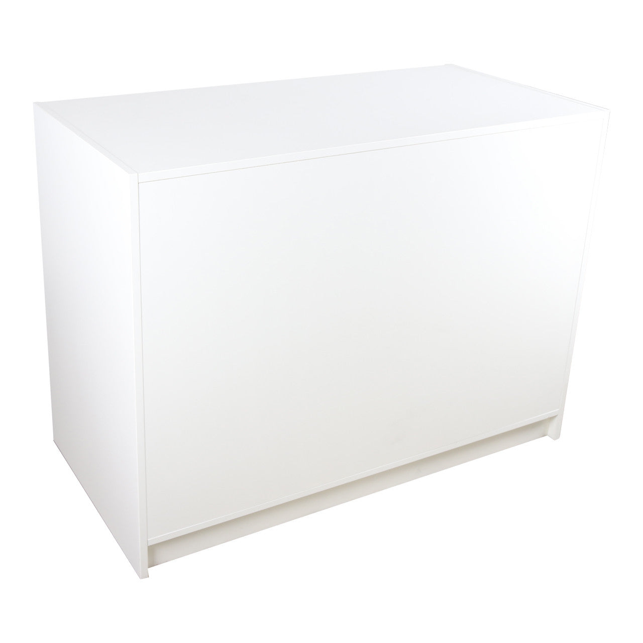 Solido White Wrap Counter with Lockable Cupboard and Shelf