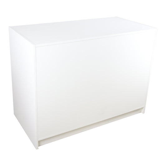 Solido White Wrap Counter with Lockable Cupboard and Shelf