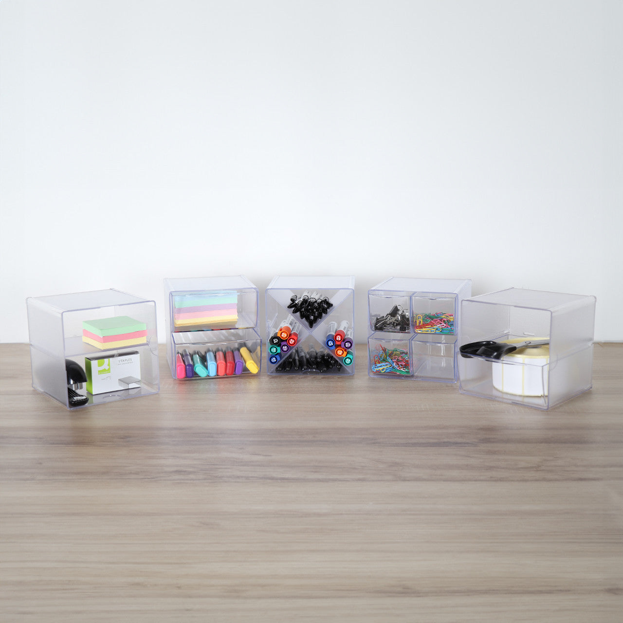 Clear Single Drawer Stackable Cube Storage Container - H152 x W152 x D184 mm
