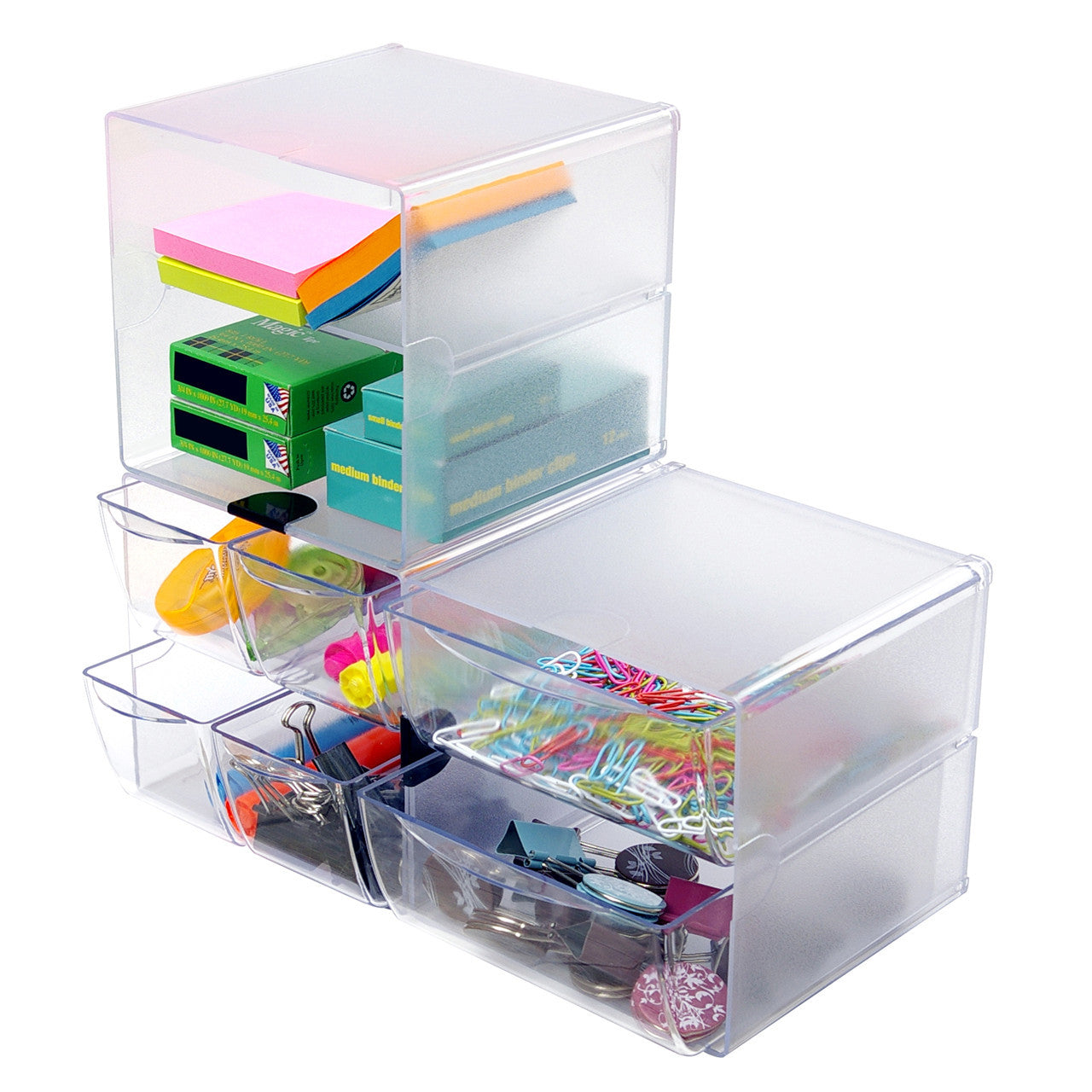 Clear Single Drawer Stackable Cube Storage Container - H152 x W152 x D184 mm