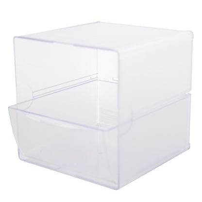 Clear Single Drawer Stackable Cube Storage Container - H152 x W152 x D184 mm