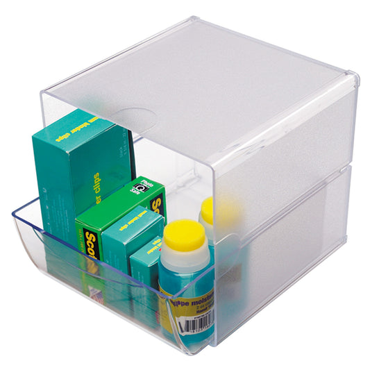 Clear Single Drawer Stackable Cube Storage Container - H152 x W152 x D184 mm