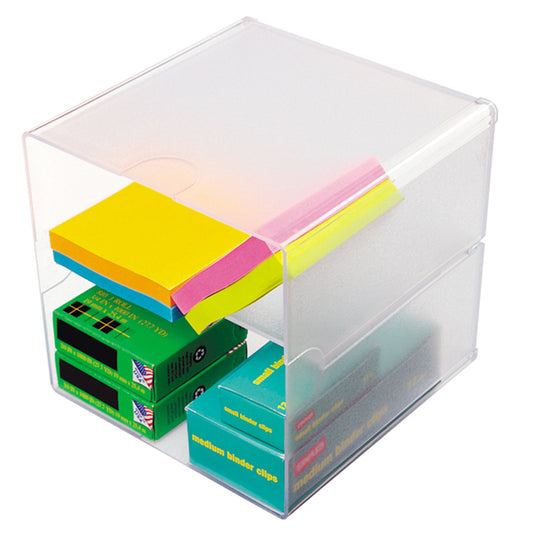 Clear Single Shelf Stackable Cube Storage Container - H152 x W152 x D152 mm