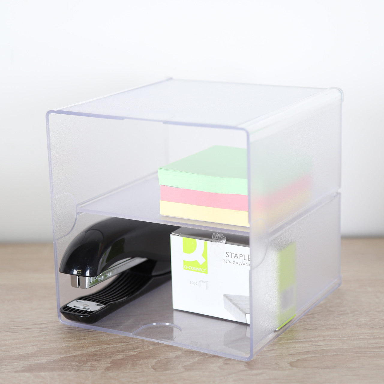 Clear Single Shelf Stackable Cube Storage Container - H152 x W152 x D152 mm