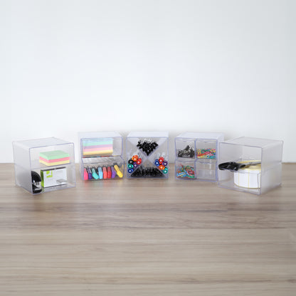 Clear X Divider Stackable Cube Storage Container - H152 x W152 x D152 mm