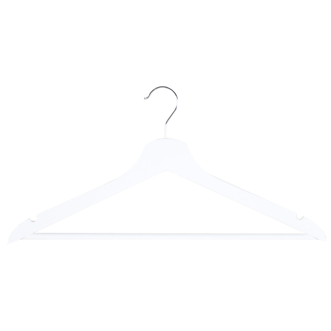 White Flat Wooden Hangers with Trouser Bar - 43cm