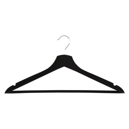 Black Flat Wooden Hangers with Trouser Bar - 43cm