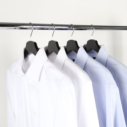 Black Flat Wooden Hangers with Trouser Bar - 43cm