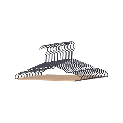 Black Metal Suit Hangers with Beech Wood Trouser Bar - 43cm