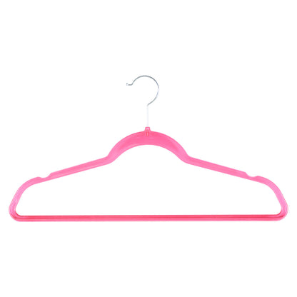 Clear Plastic Pink Hangers with Trouser Bar and Shoulder Notches - 45cm