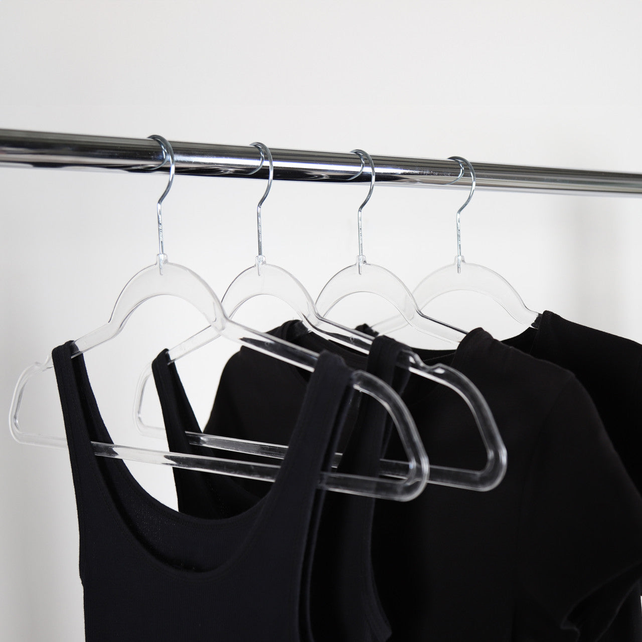 Clear Plastic Hangers with Trouser Bar and Shoulder Notches - 45cm