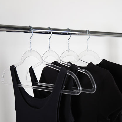 Clear Plastic Hangers with Trouser Bar and Shoulder Notches - 45cm