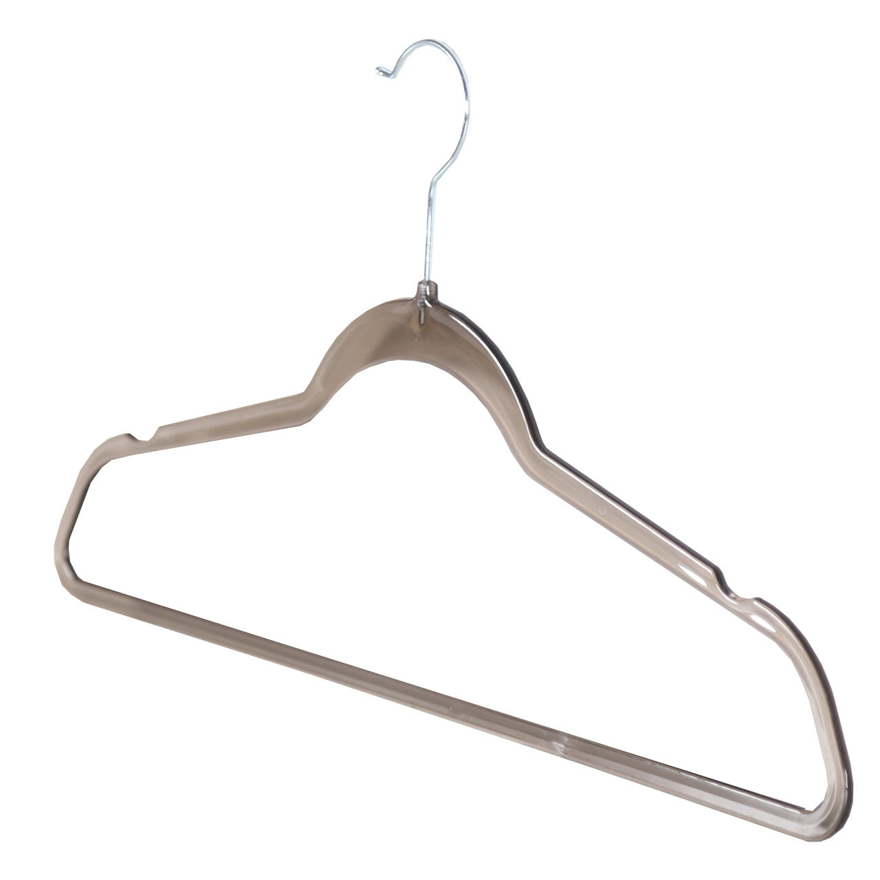 Clear Plastic Grey Hangers with Trouser Bar and Shoulder Notches - 45cm