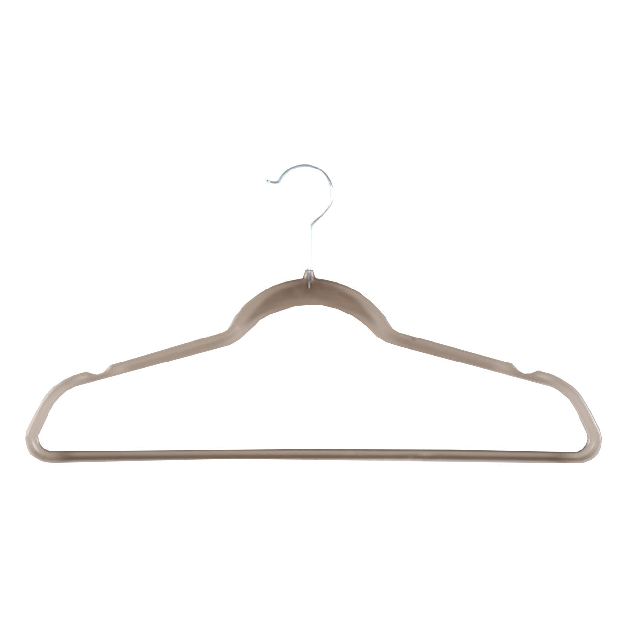 Clear Plastic Grey Hangers with Trouser Bar and Shoulder Notches - 45cm