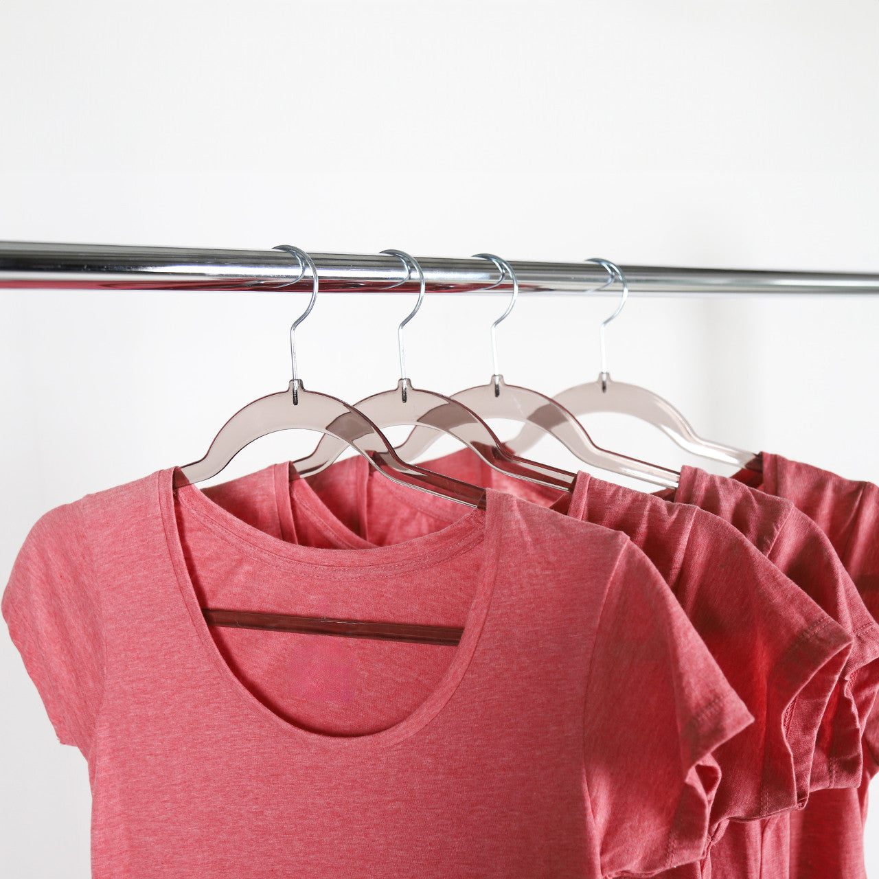 Clear Plastic Grey Hangers with Trouser Bar and Shoulder Notches - 45cm