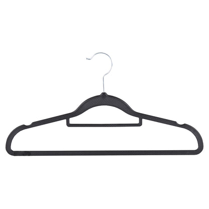 Textured Black Plastic Hangers with Belt Bar - 40cm