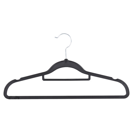Textured Black Plastic Hangers with Belt Bar - 40cm