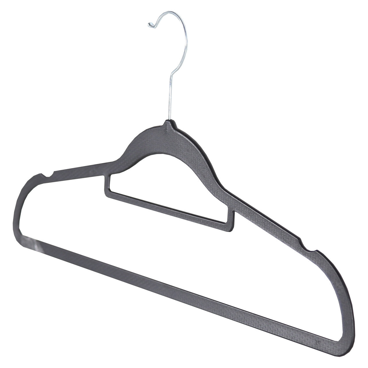 Textured Black Plastic Hangers with Belt Bar - 40cm