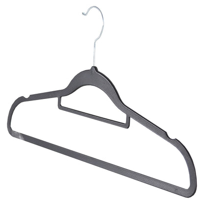 Textured Black Plastic Hangers with Belt Bar - 40cm