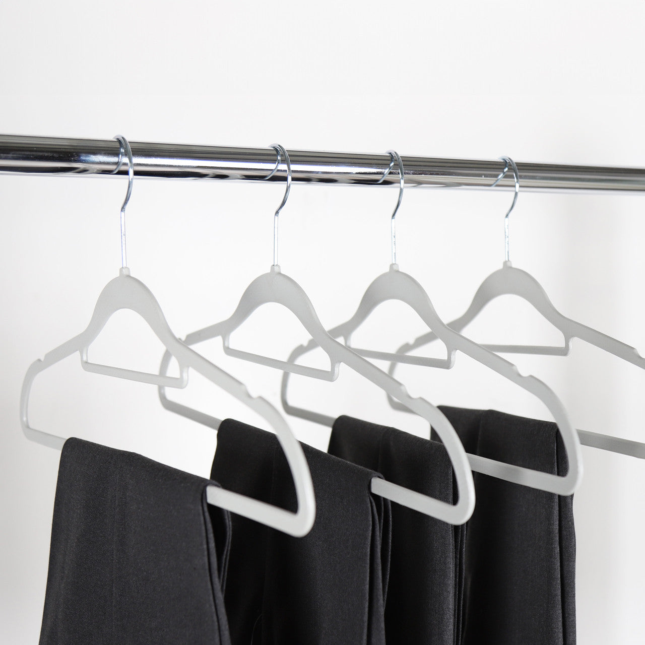 Textured Grey Plastic Hangers with Belt Bar - 40cm