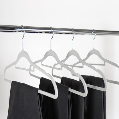 Textured Grey Plastic Hangers with Belt Bar - 40cm