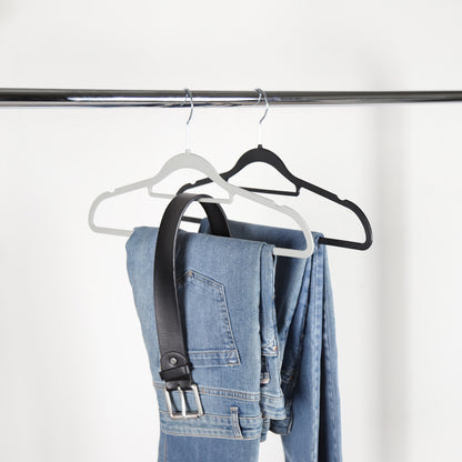 Textured Grey Plastic Hangers with Belt Bar - 40cm