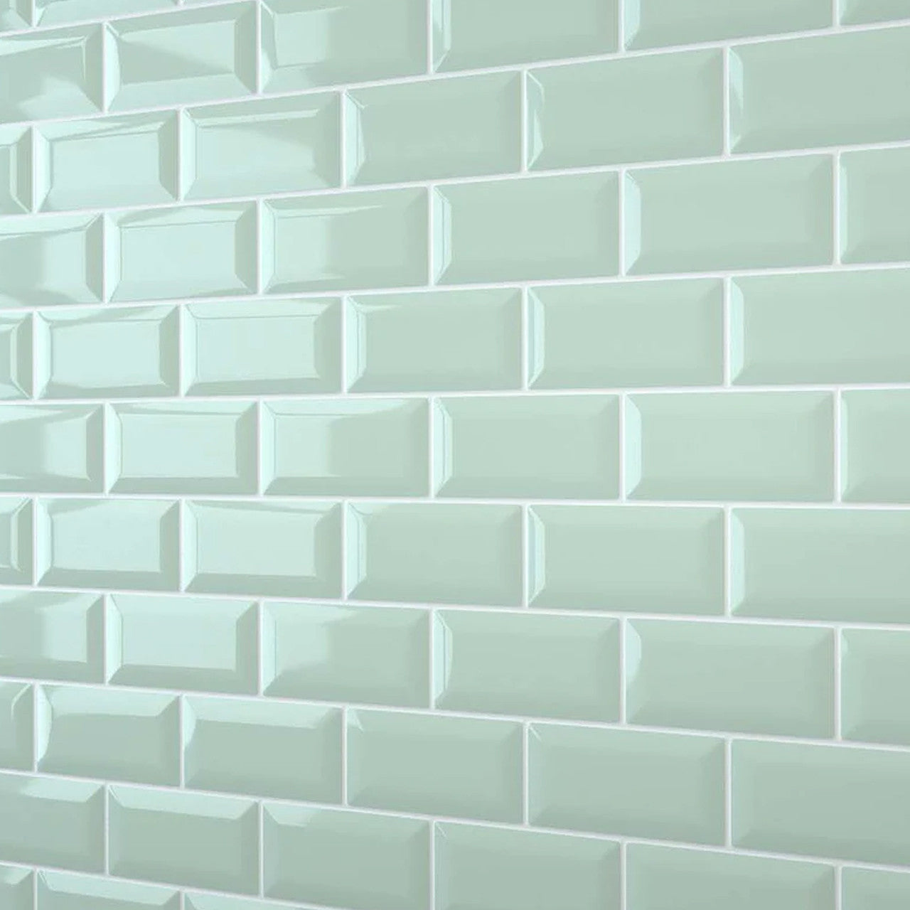 Glass Green Bevel Metro Wall Panel