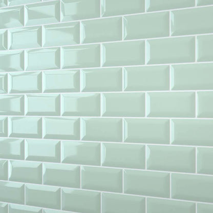 Glass Green Bevel Metro Wall Panel