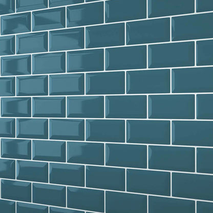 Teal Blue Bevel Metro Wall Panel