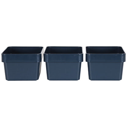 3 x Blue Linen Texture Small Storage Baskets