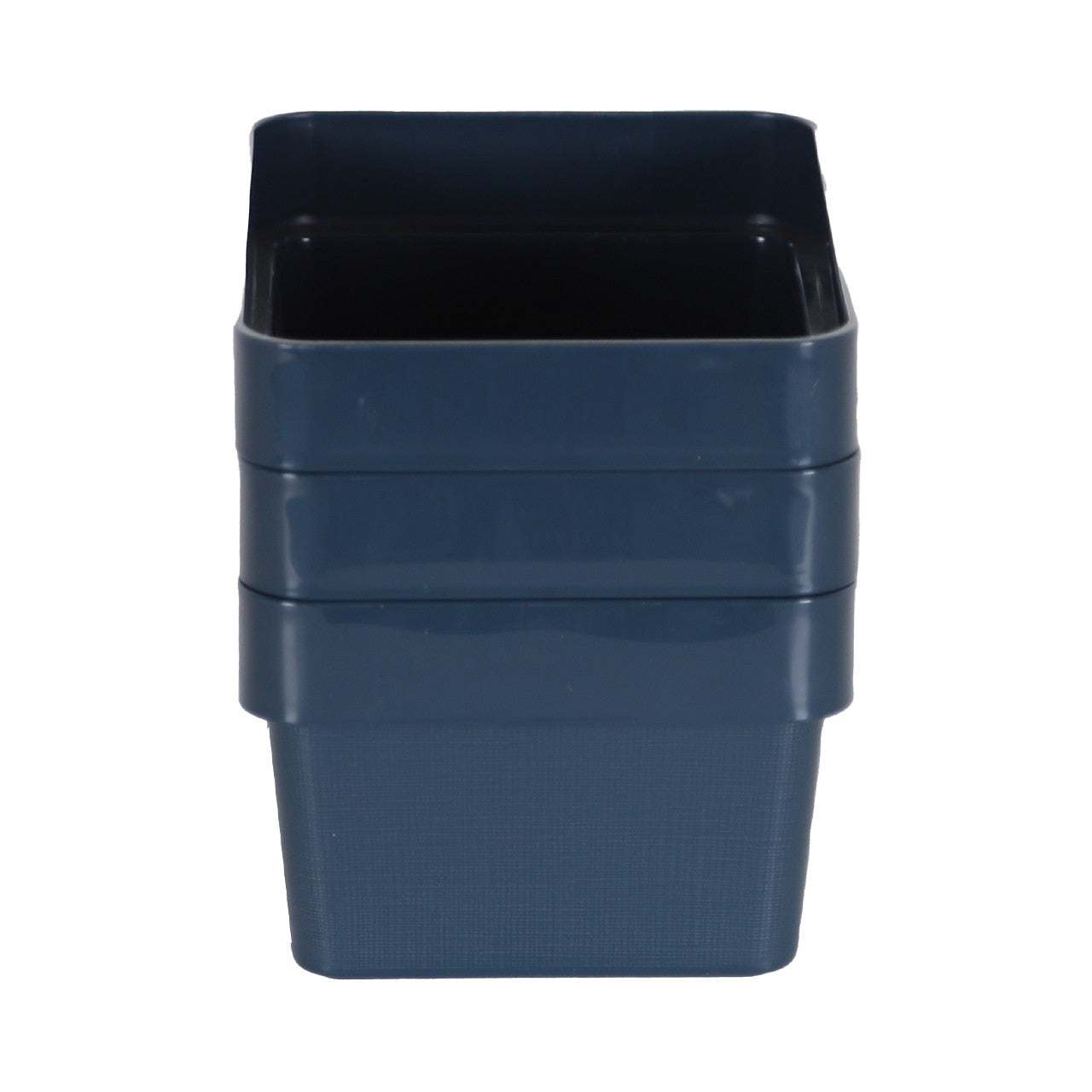 3 x Blue Linen Texture Small Storage Baskets