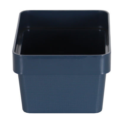 3 x Blue Linen Texture Small Storage Baskets