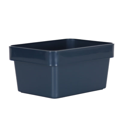 3 x Blue Linen Texture Small Storage Baskets