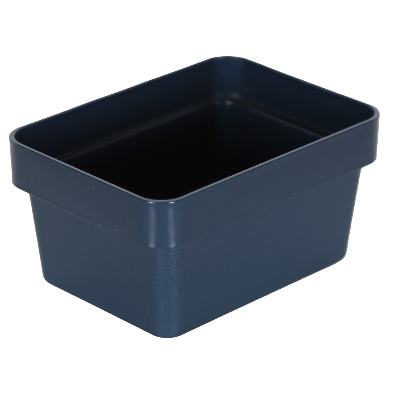 3 x Blue Linen Texture Small Storage Baskets