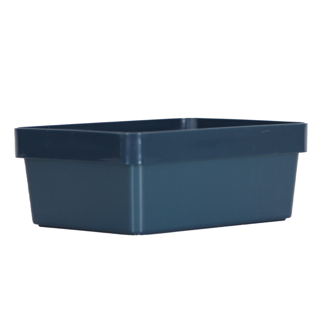 3 x Blue Linen Texture Medium Storage Baskets