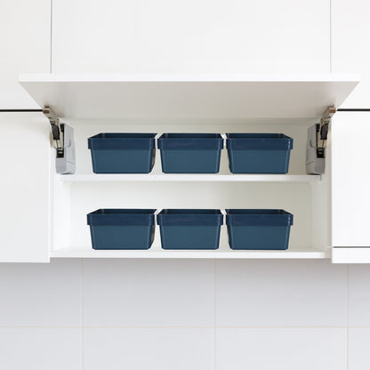 3 x Blue Linen Texture Medium Storage Baskets