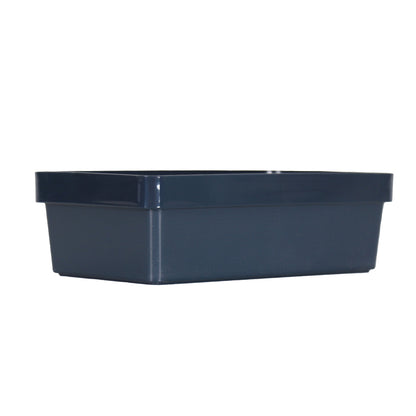 3 x Blue Linen Texture Large Storage Baskets